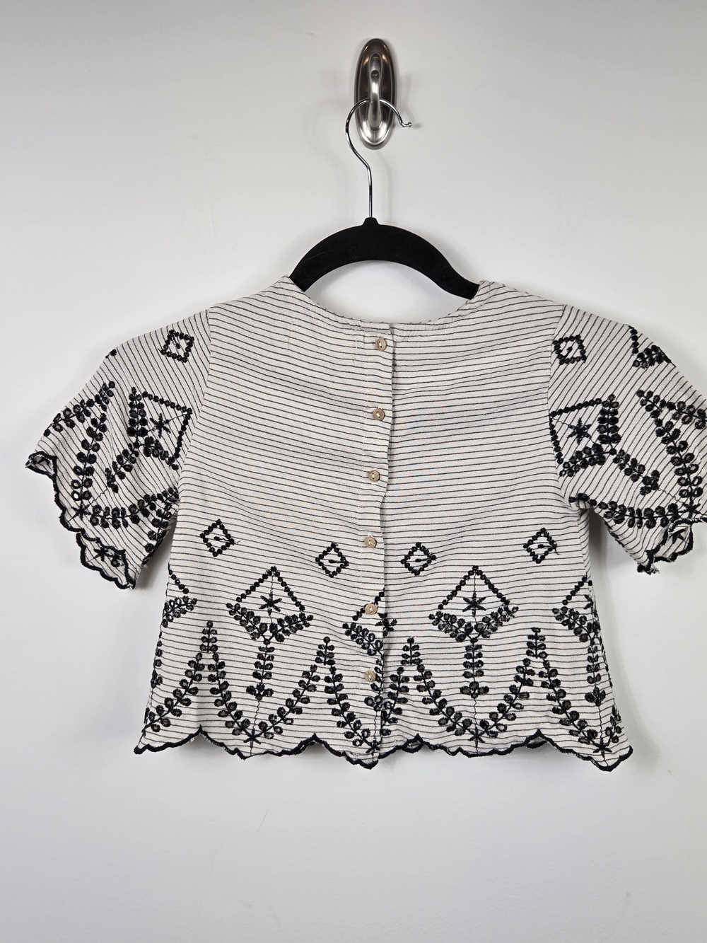 Zara Girls Embroidered Eyelet 2Pc Set Boho Cottagecore Stripe Top 7Y Pants 8Y - Picture 6 of 12